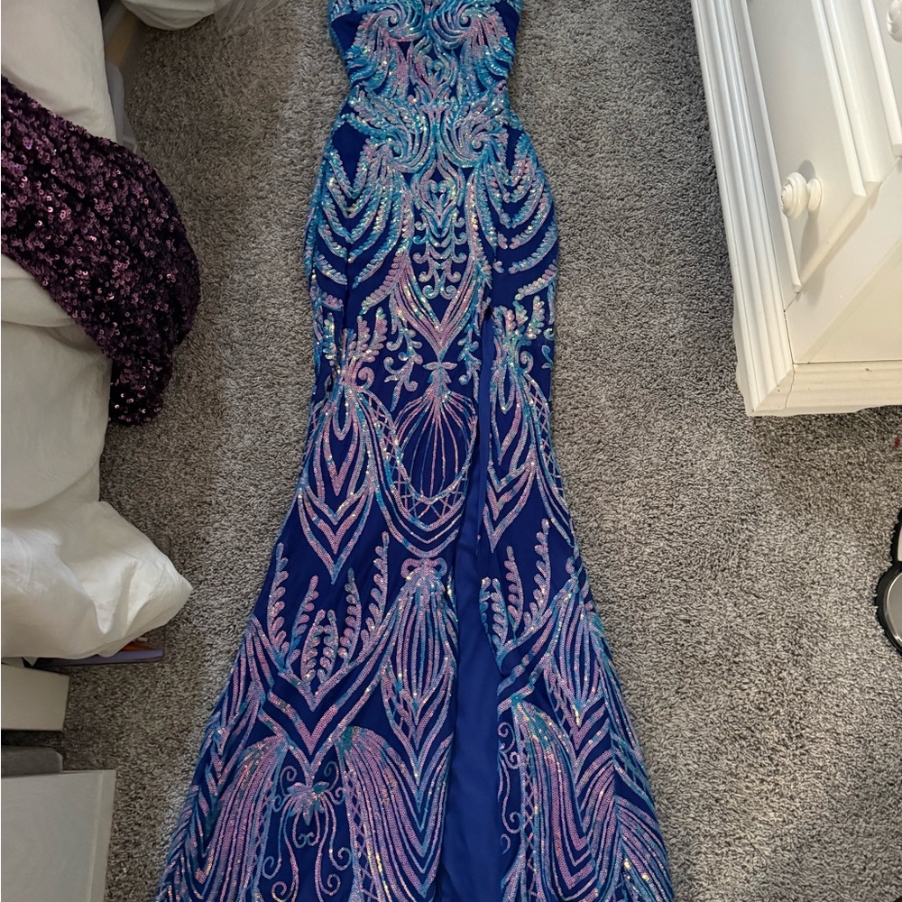 Stunning Blue and Purple Maxi Dress